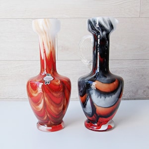 Two Opaline Florence glass vases