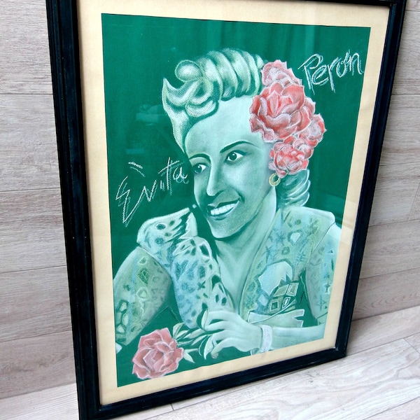 Pastel painting of Evita Peron
