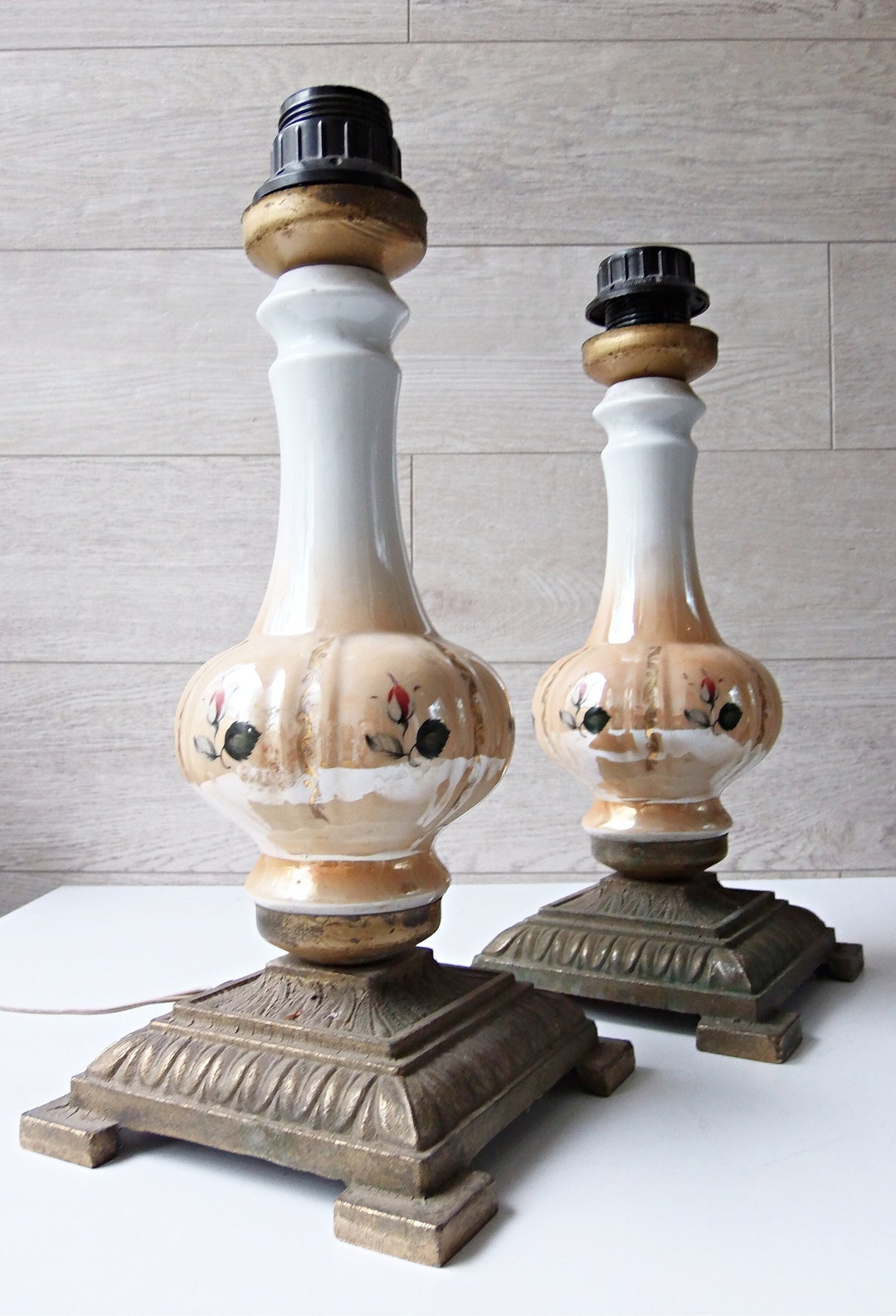 Pair of Vintage Porcelain Lamps Etsy