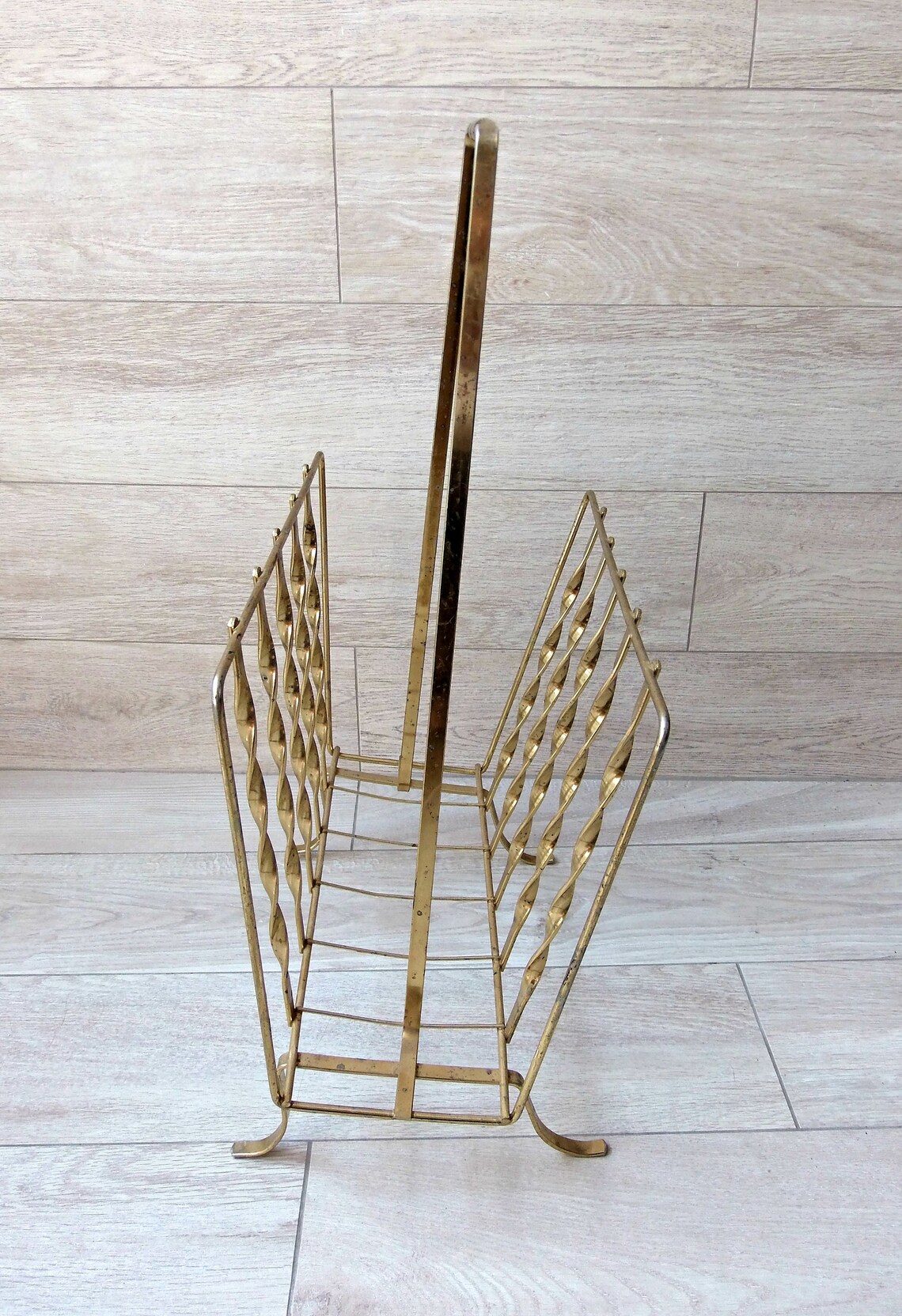 Vintage Brass Magazine Rack Etsy