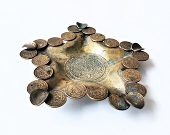 メキシコ硬貨装飾 灰皿 ヴィンテージ ミッドセンチュリー ヴィンテージ メキシコ コイン お土産 灰皿 - Etsy
