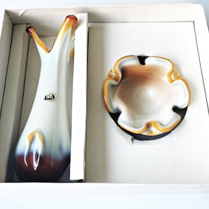 Vintage glass vase and ashtray made in Yugoslavia