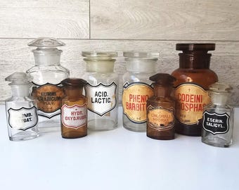 Vintage apothecary bottles lot