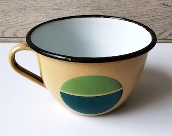Vintage enamel cup made in Yugoslavia by EMO Celje