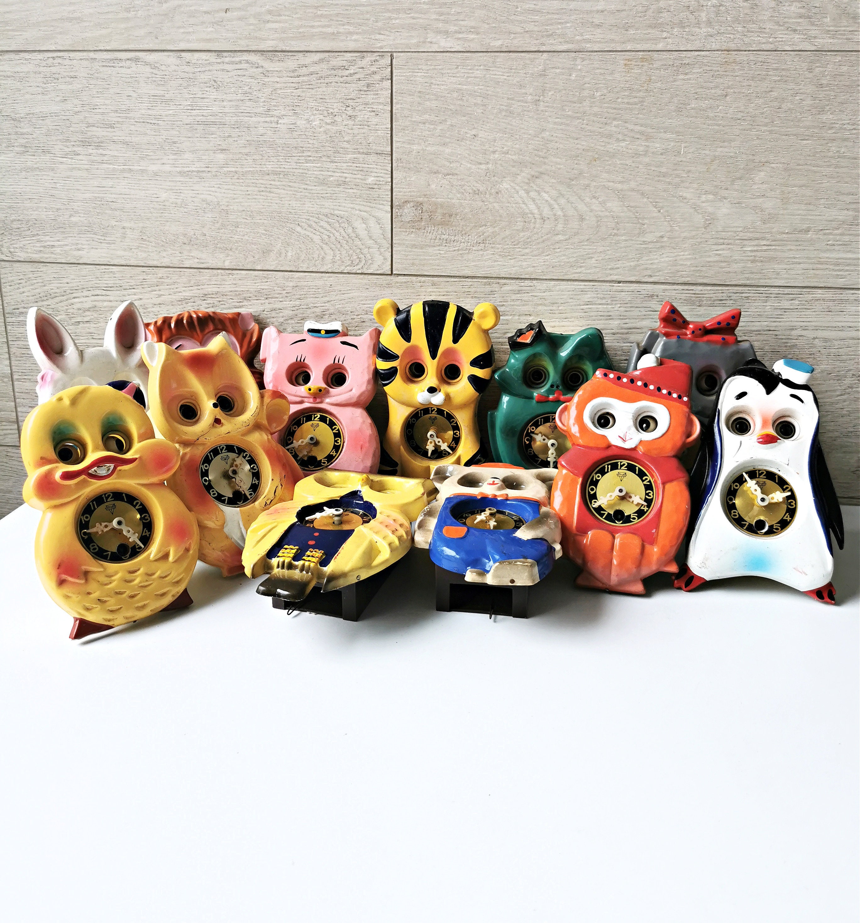 RARE! Special Collection of 12 Vintage Mi-ken Clocks Made in