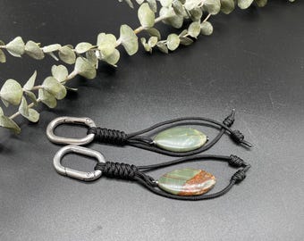Polychrome Jasper Keyrings, Set of 2, Vegan Cord