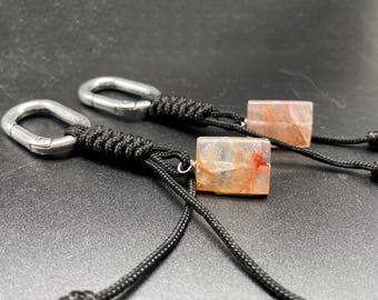 Red Hematoid Quartz Keyrings, Set of 2