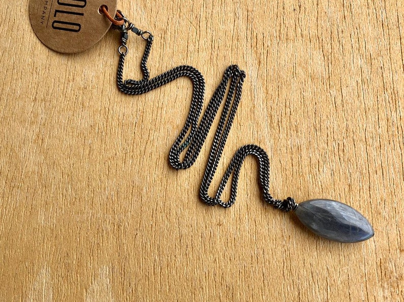 free shipping gift for him brass chain Labradorite mens vegan necklace