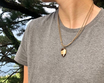 Polychrome Jasper Pendant Necklace, Vegan Cotton Cord, Earthy Stone