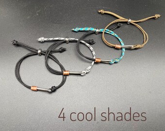 Minimalist Paracord Bracelet, Recycled Copper, Adjustable Steel Clasp