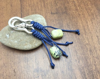 Set of 2 stone key rings, Chrysoprase stone, gift for couples, best friends, free shipping