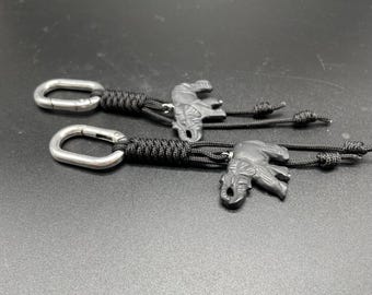 Onyx Elephant Keyring Set, Vegan Cord, Good Vibes Gift