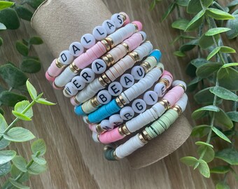 Name Bracelets | Baby name, Mama, Boy Mom, Heishi bead