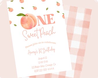 One Sweet Peach Birthday, Peach Birthday, First Birthday, First Peach Birthday, Peach Invite, First birthday Invite