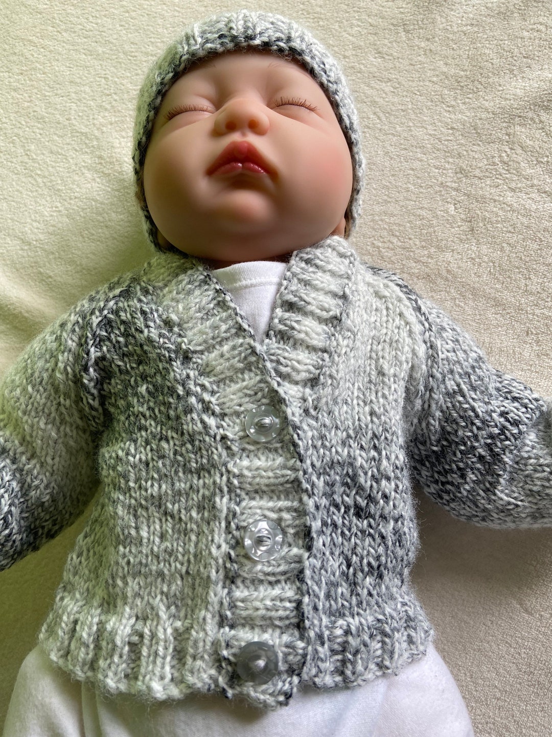 Newborn Baby Cardigan and Hat Set Grey Baby Cardigan Newborn Etsy