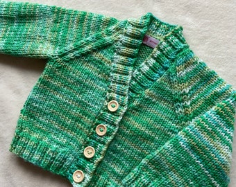 MADE TO ORDER baby cardigan, green baby cardigan, baby knitwear, baby shower gift, unisex baby sweater