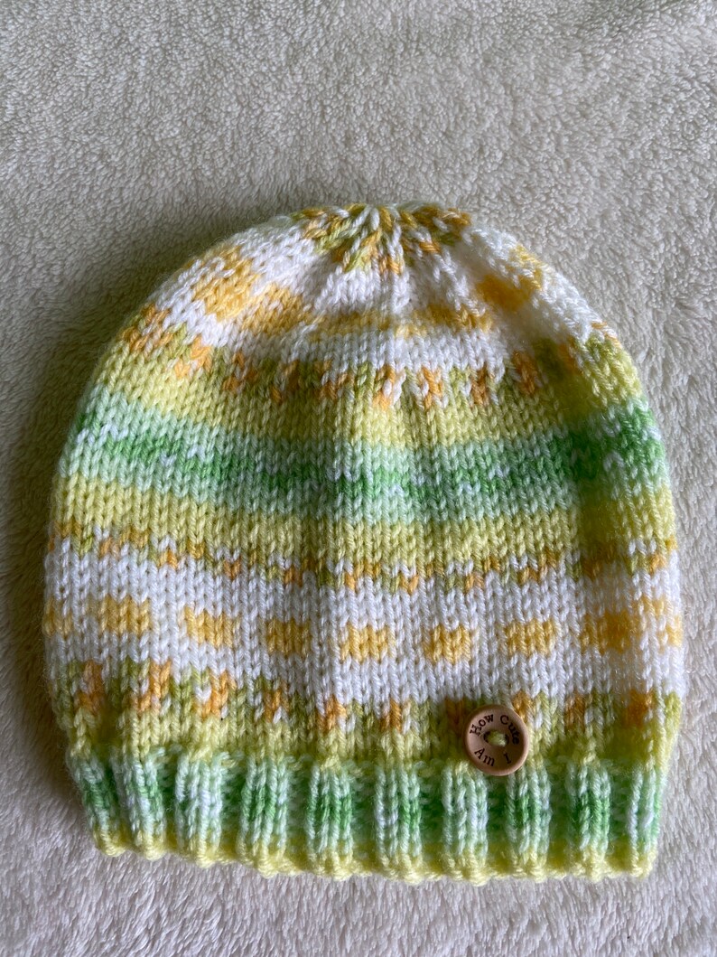 rainbow baby hat knitted baby clothes knitted baby mittens size 0-6 months yellow baby hat green baby hat Knitted baby hat