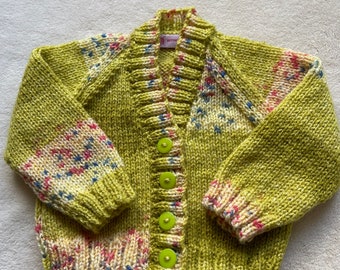 BABY CARDIGAN, 0-3 months, gender neutral baby clothing, green colour,