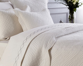 Sage Garden Luxury Pure Cotton Quilted Pillow Sham White