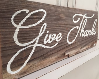 Give Thanks Reclaimed Wood Sign