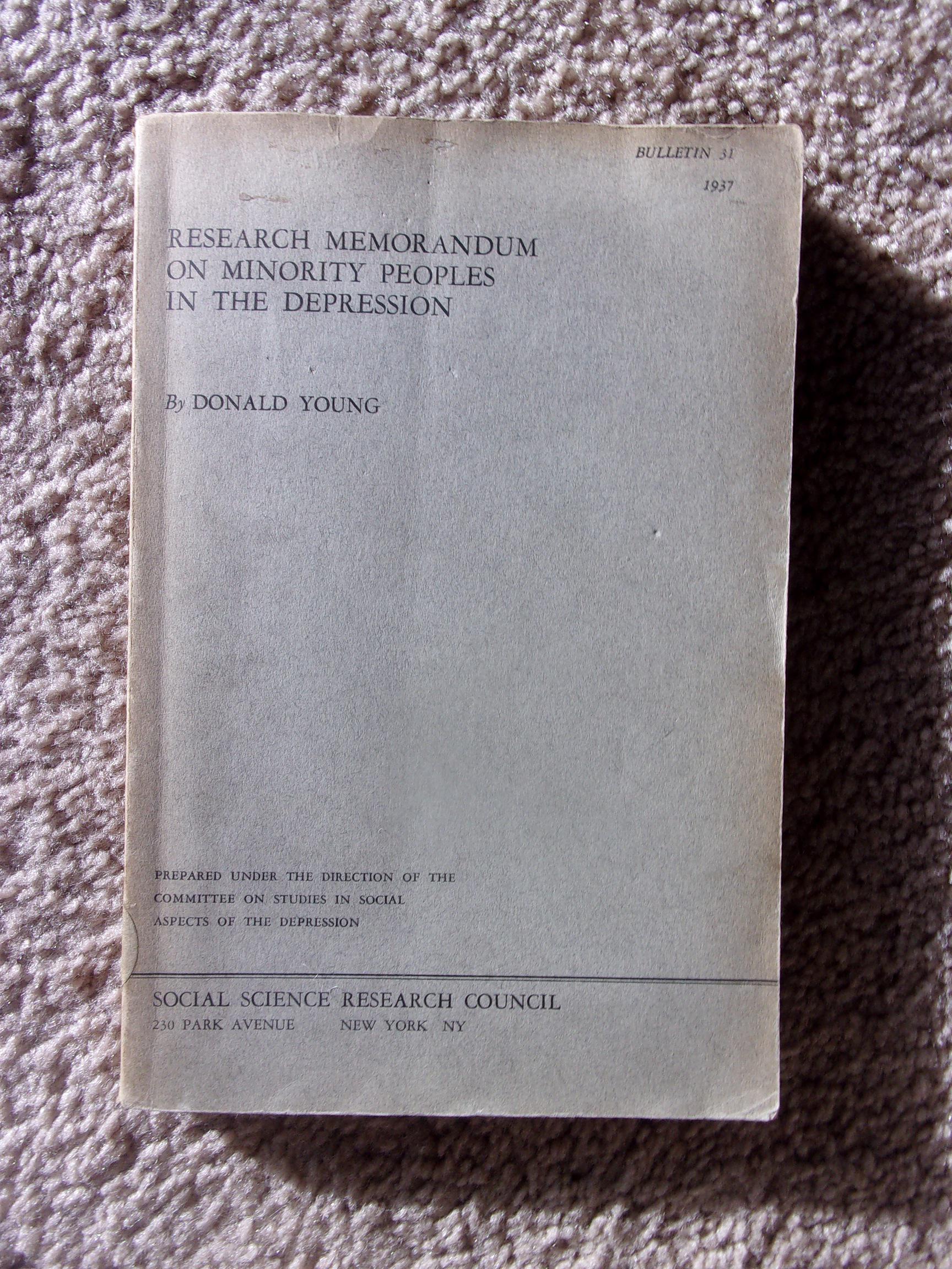 Rare 1937 Minority Peoples in the Depression Rare Racial and Ethnic Depression Era Study