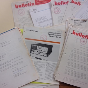 30+ Vintage Motorola Phones, Beepers, Radios Bundle Tech Product Bulletins and Correspondence, Sales Tactics, Customer relations, 1970s-1980