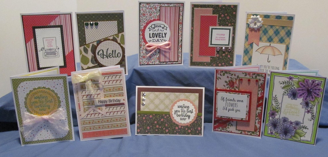 10 VARIOUS SENTIMENTS Greeting Cards 255 FREE Shipping  Etsy UK