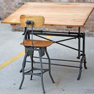 tall vintage industrial drafting UHL Art Steel stool by Toledo Co image 9