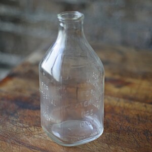 vintage medicinal druggist glass bottle for external use only, unique flower vase, antique, vintage industrial storage image 3