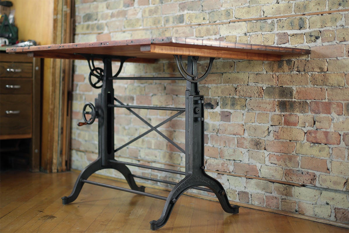 vintage restored cast iron drafting table by Frederick Post Etsy