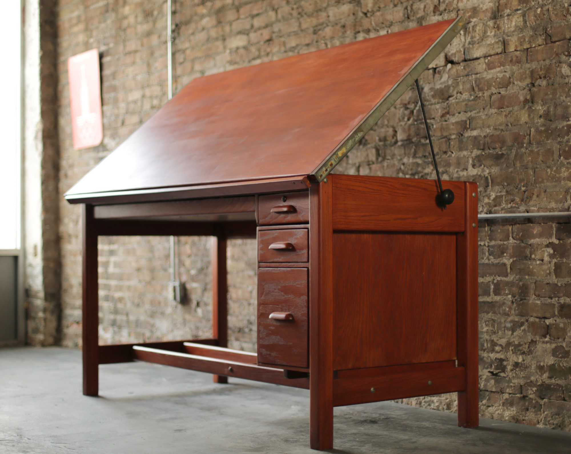 Vintage Hamilton Drafting Table With Extra Storage Work Desk Etsy