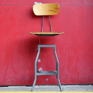 tall vintage industrial drafting UHL Art Steel stool by Toledo Co image 2