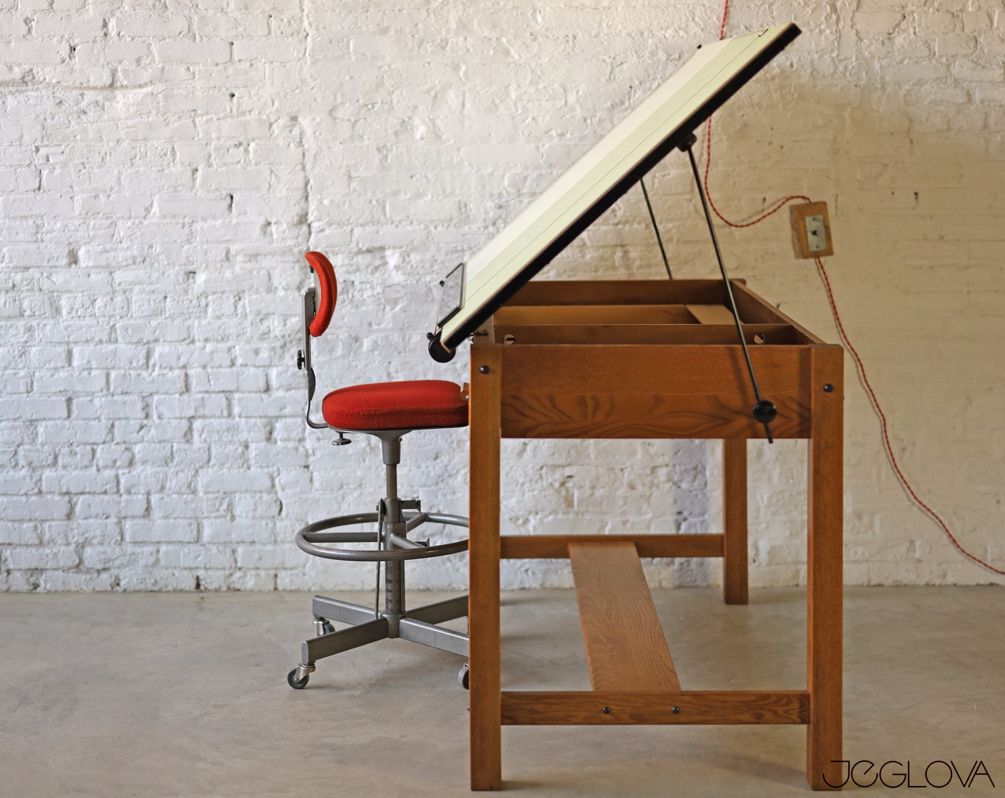 Drafting 4post tilting table by Mayline with two drawers Etsy