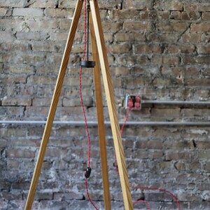 unique vintage industrial floor lamp: repurposed projector and surveying tripod image 3