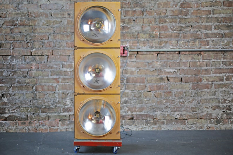 3 Tier Traffic Street Light Turned Floor Lamp Vintage Red Industrial Steampunk