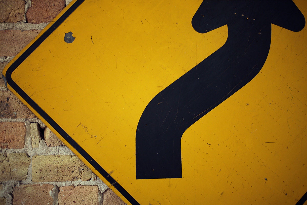 Original Vintage Yellow Winding Road Sign - Etsy