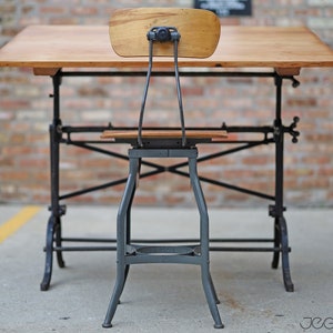 tall vintage industrial drafting UHL Art Steel stool by Toledo Co image 10