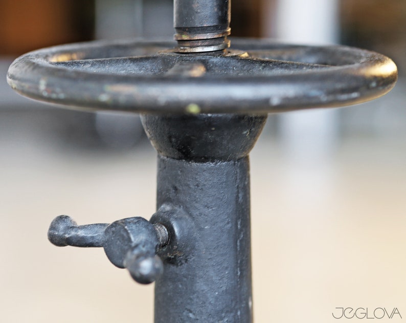 one-of-a-kind sitting or standing desk with cast iron base and custom-made upcycled top image 9