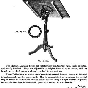 restored vintage drafting table Multum drafting table by Dietzgen, cast iron tripod base, all-original, antique desk, architect table image 10