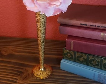 Vintage glass vase with Gold decor