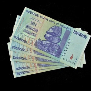 5 pcs x Zimbabwe 10 Billion Dollar banknotes / 2008-CIRCULATED currency
