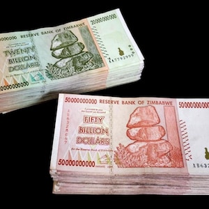 200 Zimbabwe Banknotes-100 x 20 & 50 Billion Dollars - AA/AB 2008 / circulated