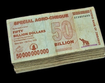 25 pcs x Zimbabwe 50 Billion dollar agro cheque banknotes-Paper money currency- Issued May 2008/Expired December 2008