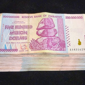 100 pcs x Zimbabwe 500 Million Dollar banknotes- AA/AB 2008 / circulated currency