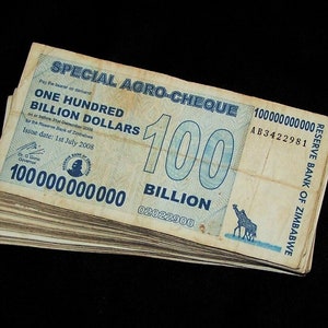 25 pcs x Zimbabwe 100 Billion dollar agro cheque banknotes
