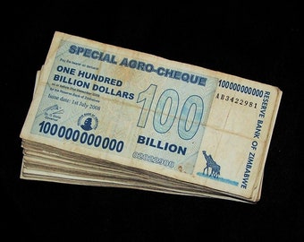 25 pcs x Zimbabwe 100 Billion dollar agro cheque banknotes