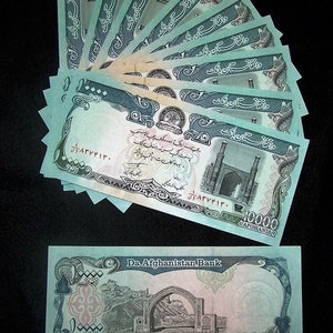 10 pcs x Afghanistan 10000 (10,000) Afghanis UNC paper money currency /  1993 / Authentic banknotes