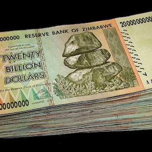 100 pcs x Zimbabwe 20 Billion Dollar banknotes- paper money currency / 2008 series / bundle