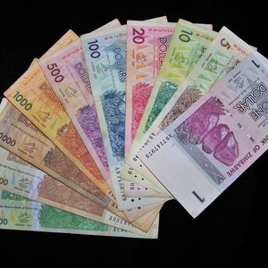10 Zimbabwe Banknotes-Pre Trillion currency-1 to 50,000 dollars / 2007-2008 CIRCULATED