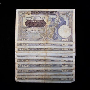 10 pcs x Serbia 100 Dinara -1941 banknotes from WW2 / P-23 CIRCULATED currency